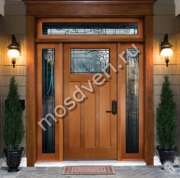 Двупольная остекленная дверь из массива с элементами ковки - купить от производителя Мосдвери Двупольная остекленная дверь из массива с элементами ковки